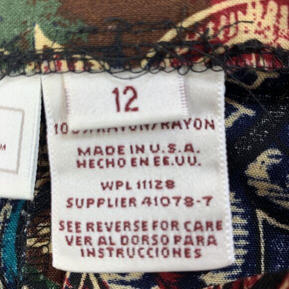 VTG Worthington Womens Skirt Size 12 Paisley Bohemian Pleated Maxi Elastic Waist - Picture 6 of 8